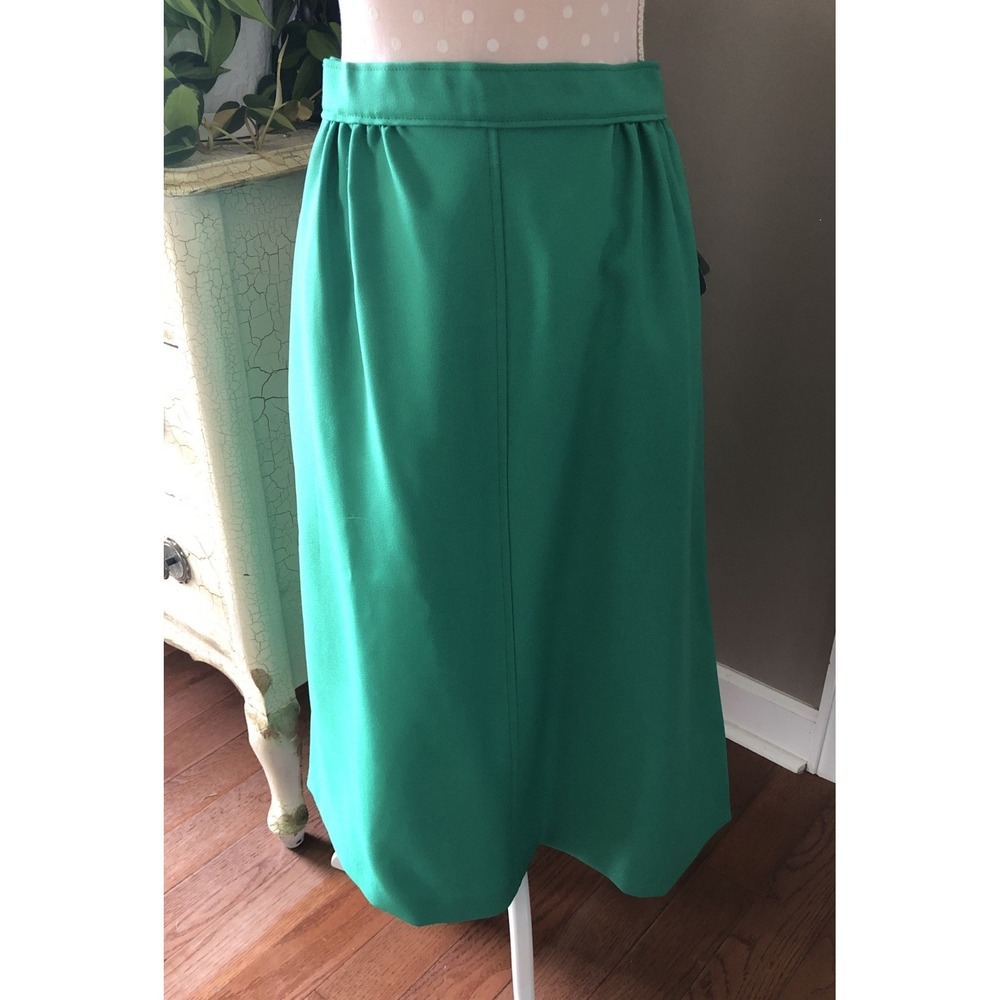 VINTAGE Polyester Skirt Women Size XL  36x28 Kelly Green Lasting Comfort USA